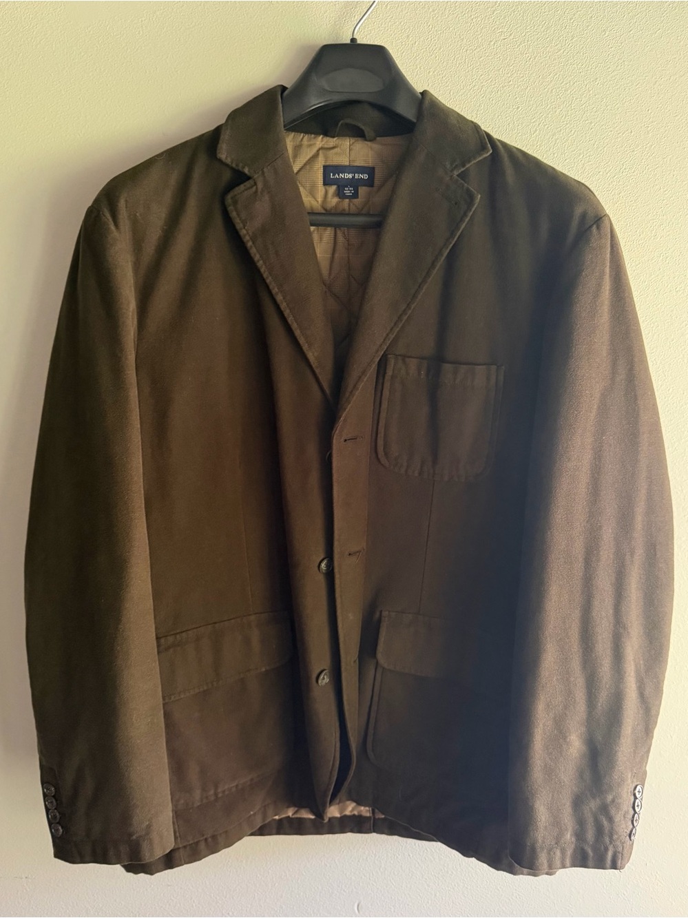VTG 90’s Lands End Fall Men’s Blazer L Olive Green Quilted Lining Thermolite